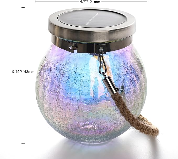 Cooo Gift for her him 2 Pack Solar Lanterns Waterproof Outdoor Iridescent Heavy - Image 4