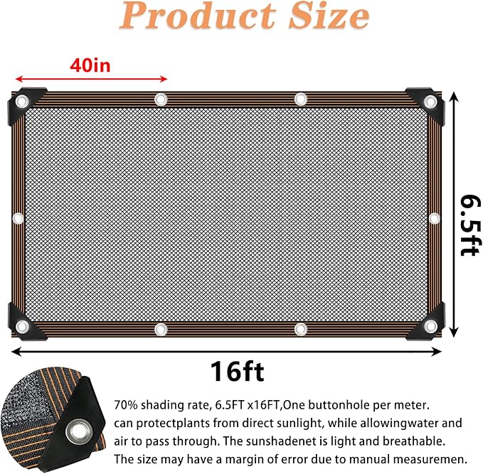 Shade Cloth - for Plants Greenhouse, 70% Sunblock Shade Sails -for Outdoor - Image 2