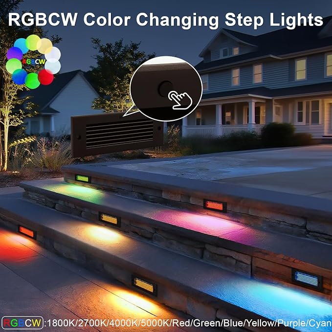 Outdoor Stair Lights, 5W 8.7" 12V LED RGB Color Changing Low Voltage Under Deck - Image 3