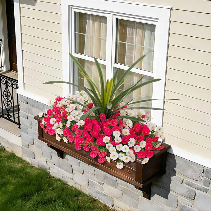 Artificial Flowers for Outdoors Fake Plants Outside, 12 Bundles Silk Morning - Image 4