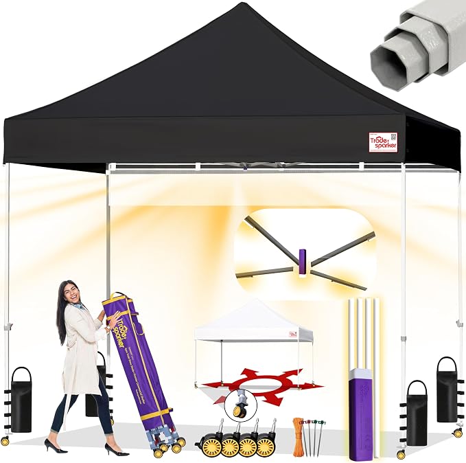 Tradesparker 8x8 Pop Up Canopy Tent, Commercial Movable Canopy by CommercialPopupCanopyRevolutionaryLightcurtainiSystem
