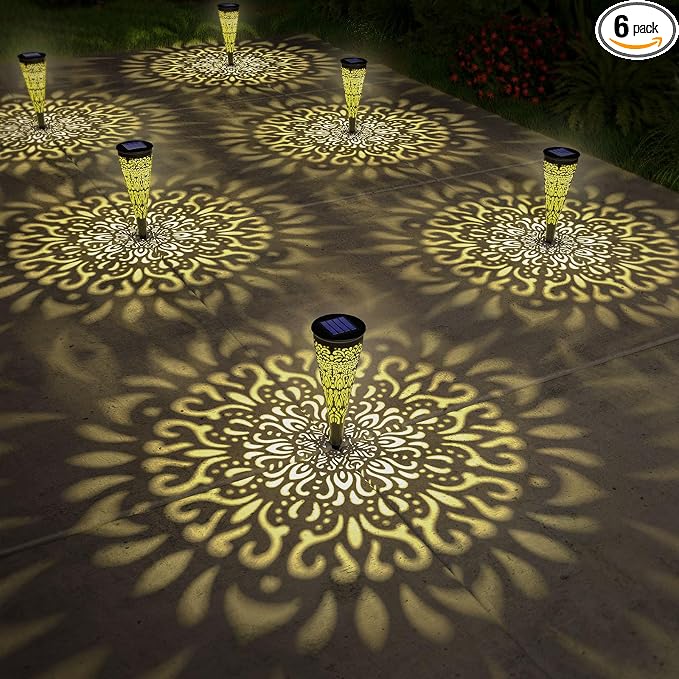 6 Pack Solar Lights Outdoor Garden Decorative Solar Pathway Lights Waterproof by gardencave