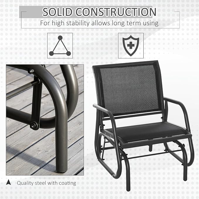 Outsunny Porch Glider, Metal Frame Swing Glider Chair - Image 6