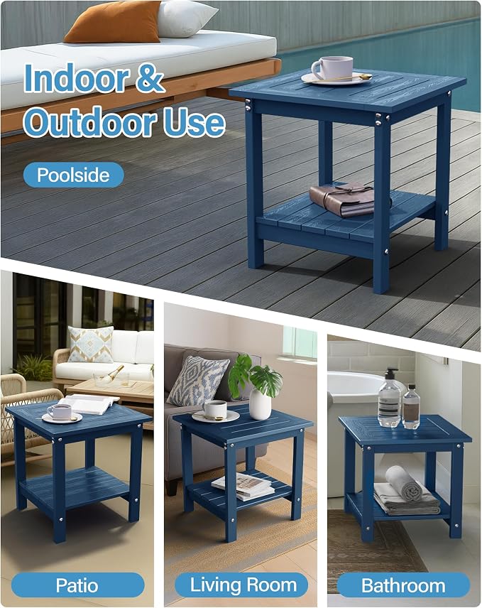 YEFU Outdoor Side Table for Patio: 16x16 in HIPS Square Outdoor End Table - Image 6