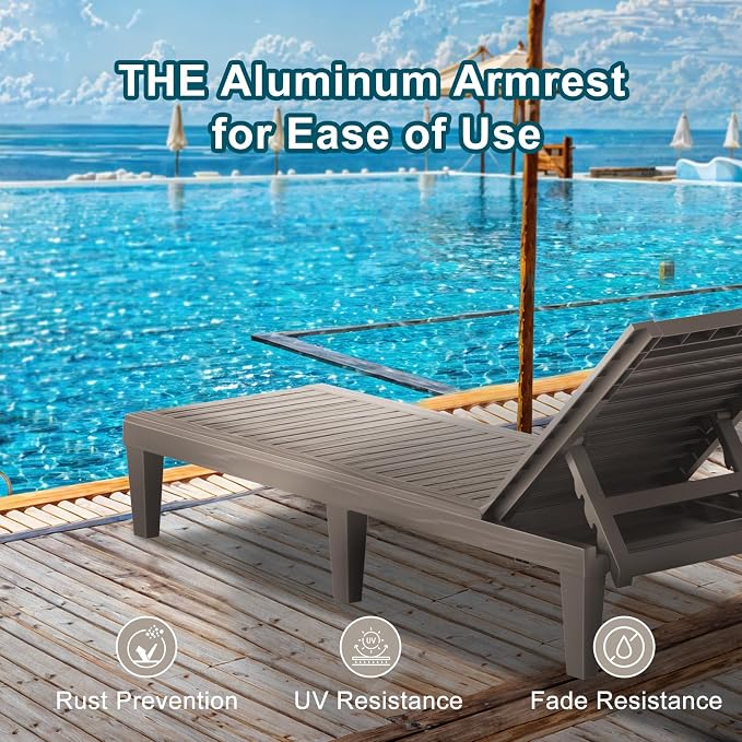 ROJIK Outdoor Chaise Lounge Chair Set of 2, - Image 7