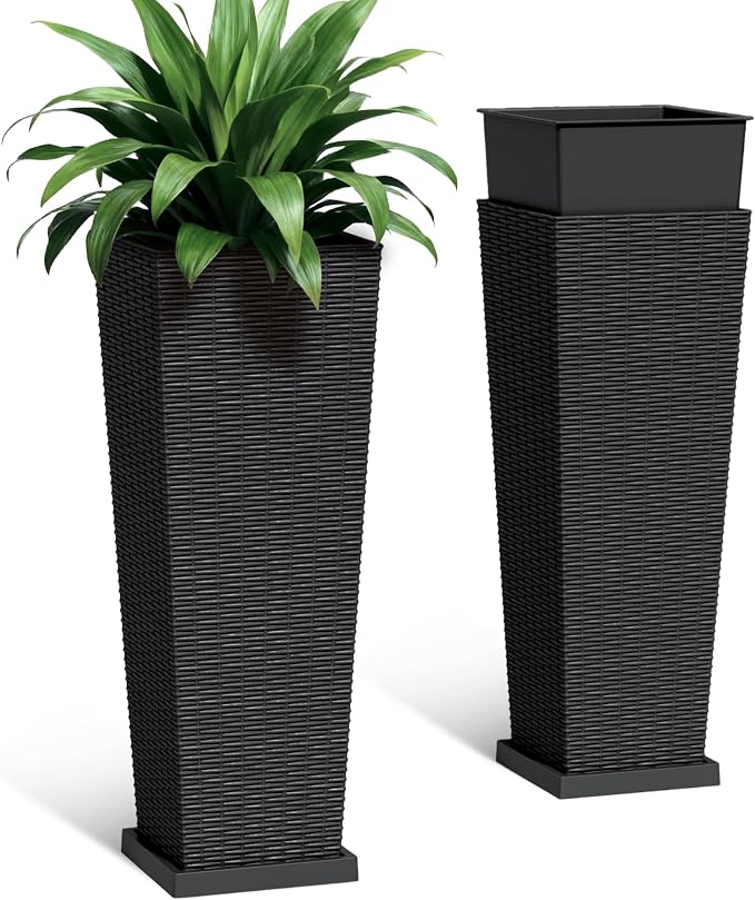 Set of 2 32 Inch Tall Plastic Planters by Acurax
