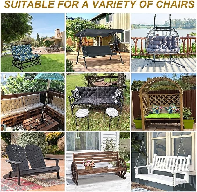 Swing Cushion Replacement Outdoor Porch Waterproof Bench Cushion 2-3 Seater - Image 8