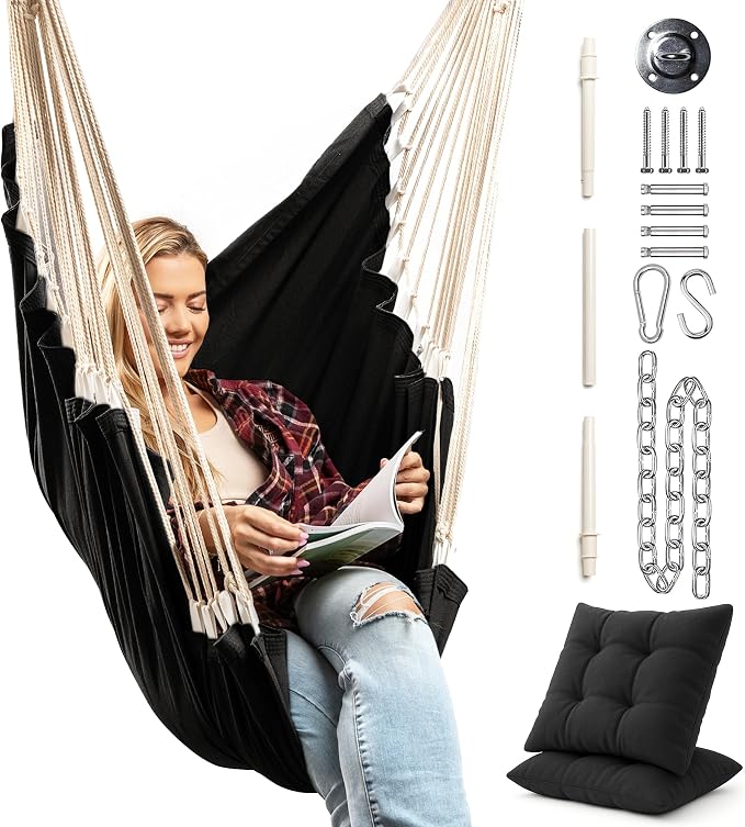 Hanging Hammock Chair Swing – Hanging Chair Outdoor & Indoor by EXTIRIO