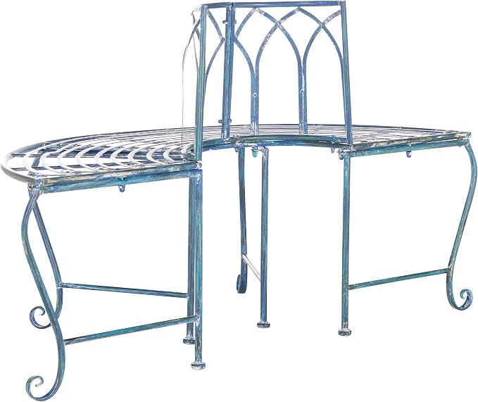SAFAVIEH Outdoor Furniture Collection – Abia Antique Blue Distressed Wrought - Image 8