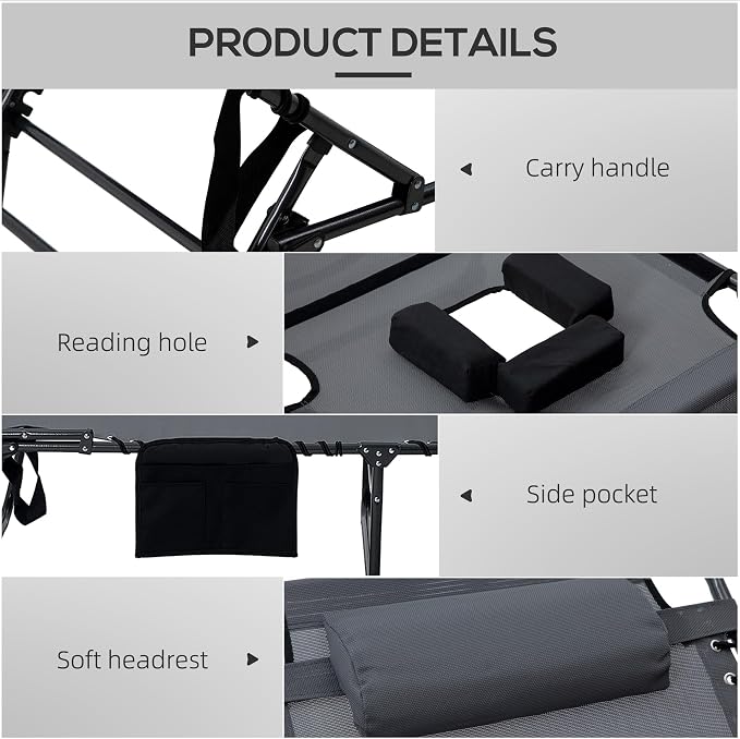 Outsunny 2 Piece Folding Chaise Lounge - Image 5