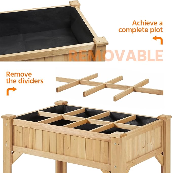 Yaheetech 36'' Hx25'' Wx37'' L Raised Garden Bed 8 Pocket Herbs Garden Planter - Image 7