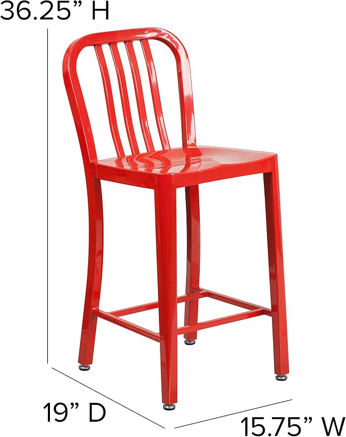 Flash Furniture Gael Commercial Grade 2 Pack 24" High Red Metal Indoor-Outdoor - Image 3