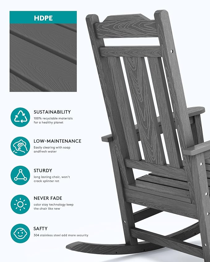 SERWALL HDPE Outdoor Rocking Chair - Image 6