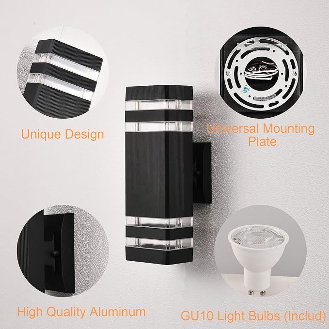 DASTOR 4 Pack Outdoor Wall Lights, Modern Exterior Lighting Fixtures Wall Mount - Image 5