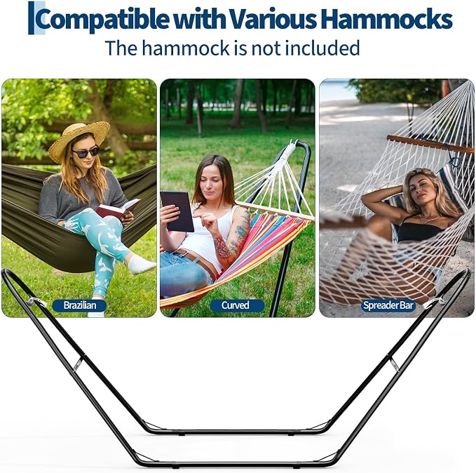Universal Double Hammock Stand, 550-Pound Capacity, Heavy-Duty Hammock Stand - Image 4