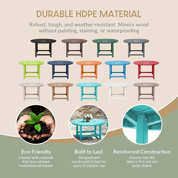WestinTrends Malibu Low Outdoor HDPE Round Patio Coffee Table - Image 6
