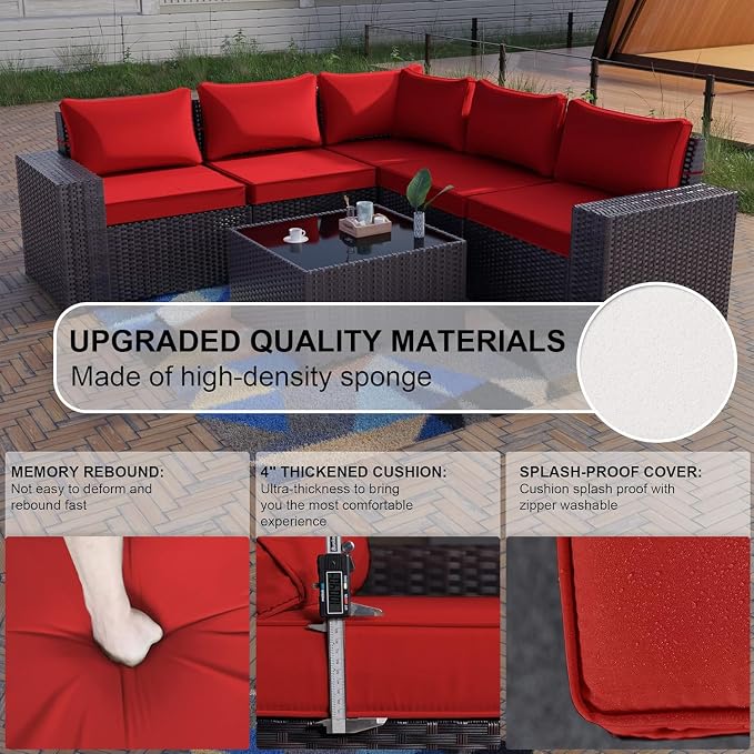 Kullavik 12 Pieces Outdoor Patio Furniture Set PE Wicker Rattan Sectional Sofa - Image 5