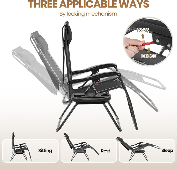 Yaheetech Outdoor Zero Gravity Chair Foldable Recliner Adjustable Patio Lounge - Image 6