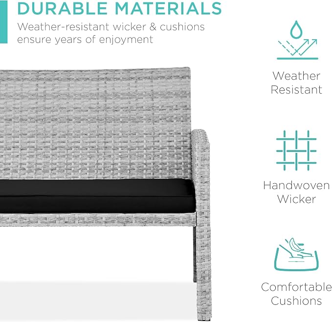 Best Choice Products 4-Piece Outdoor Wicker Patio Conversation Furniture Set - Image 3
