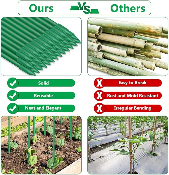 Lezmarket 60 Pack Garden Tomato Stakes, Plant Support Stakes, DIY 4ft 5ft 6ft - Image 4