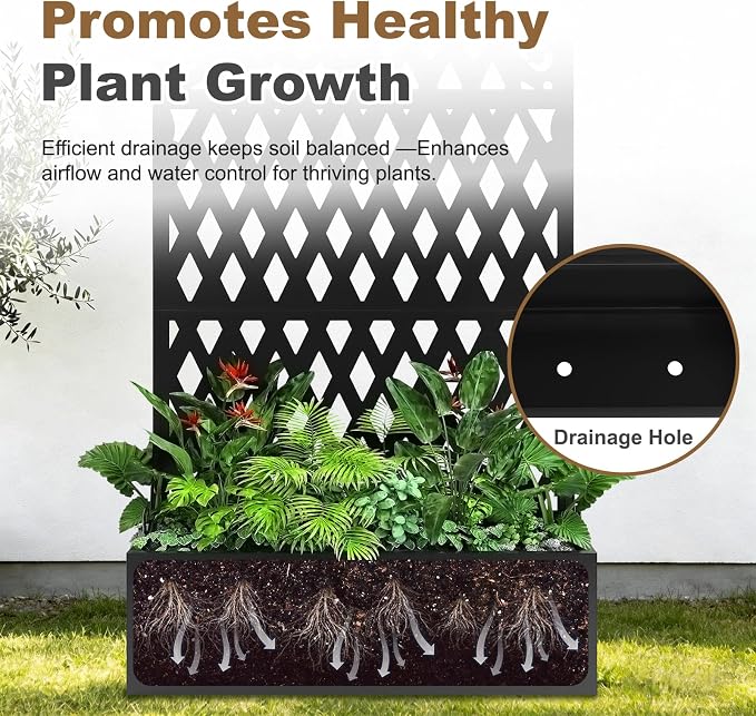 Metal Raised Garden Bed with Trellis & Privacy Screen, Modern Planter with - Image 4