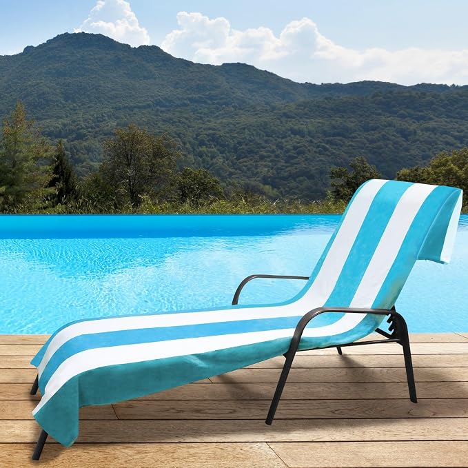 Superior Cabana Cotton Lounge Chair Cover, Outdoor Towel/Chaise Furniture Covers - Image 2