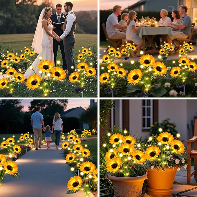 Solar Sunflower Lights Outdoor 6 Pack Sunflower Firefly - Image 2