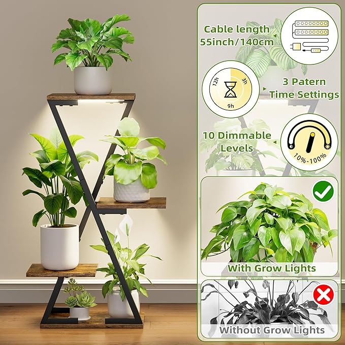 Plant Stand Indoor with Grow Lights - Image 3