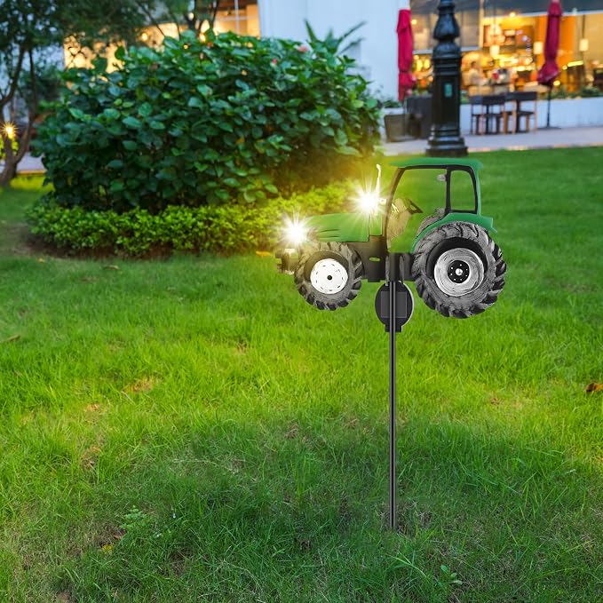 Solar Tractor Light Metal Yard Stake Solar Powered Light Up Metal Tractor - Image 4