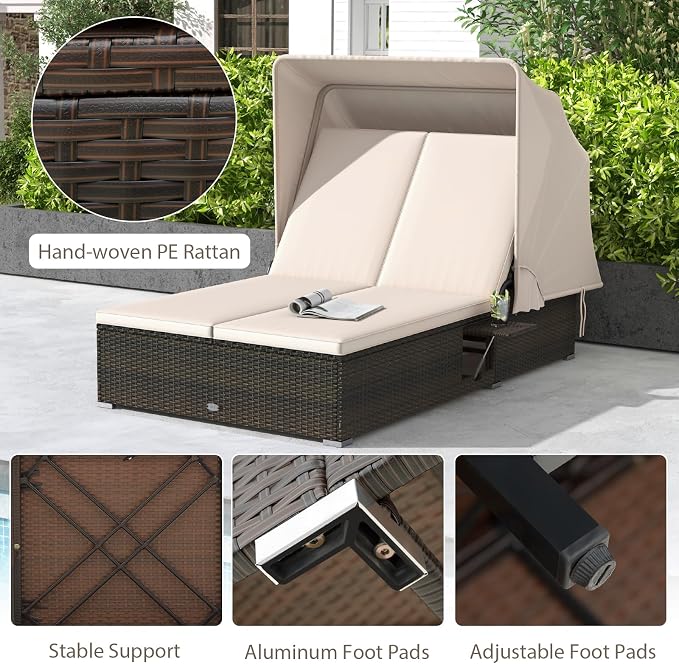 RELAX4LIFE Outdoor Daybed with Retractable Canopy - Image 8