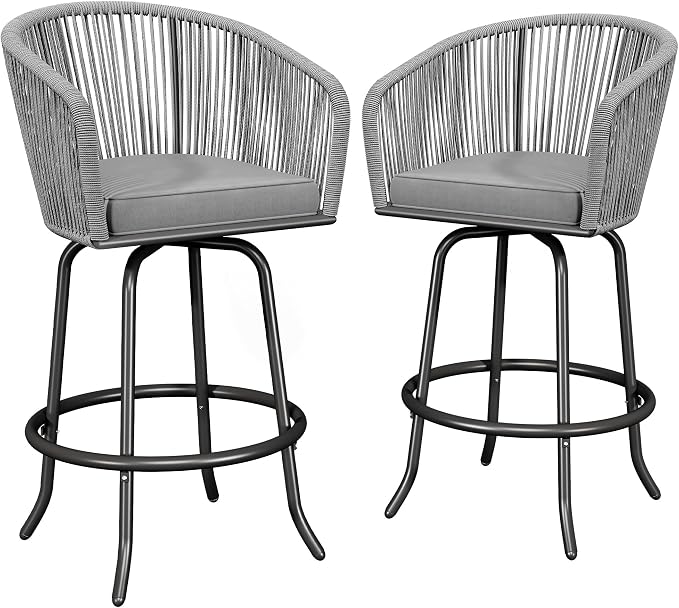 YITAHOME Patio Bar Stools Set of 2, Counter Height Swivel Bar Stools - Image 9