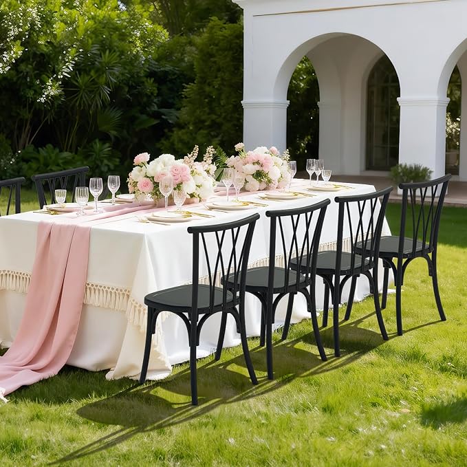VINGLI Plastic Outdoor Dining Chairs Set of 4, Stackable Patio Dining Chairs - Image 8