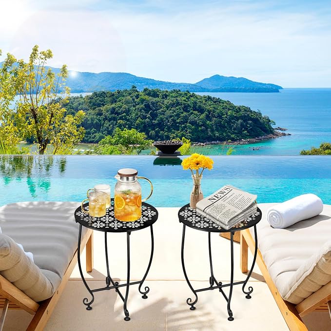 2 Pack 14 Inch Outdoor Side Table - Image 2