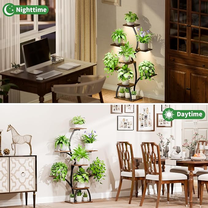 CODACE Plant Stand Indoor with Grow Lights, 6 Tiered Plant Shelf Indoor - Image 2