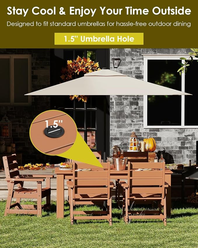 GREENVINES Outdoor Dining Table | 67’’ | HDPE | Rectangle Tables - Image 6