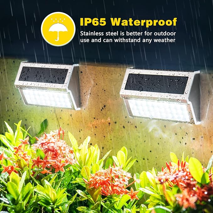 ROSHWEY Solar Lights Outdoor, 10 Pack 30 LED Fence Lights Waterproof Solar - Image 4