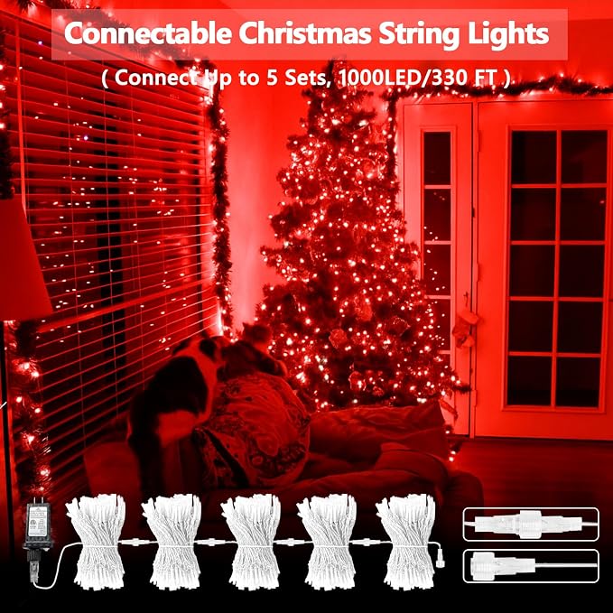 Connectable 200 LED String Lights Indoor Outdoor, 66FT Red Christmas Lights - Image 2