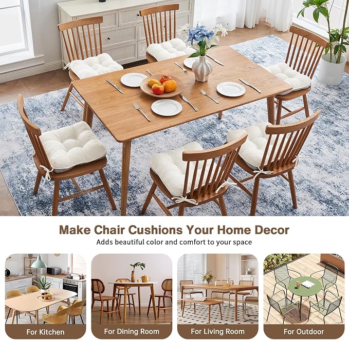 BETU White Chair Cushions for Dining Chairs Set of 6, 3.5" Thick Kitchen Table - Image 5