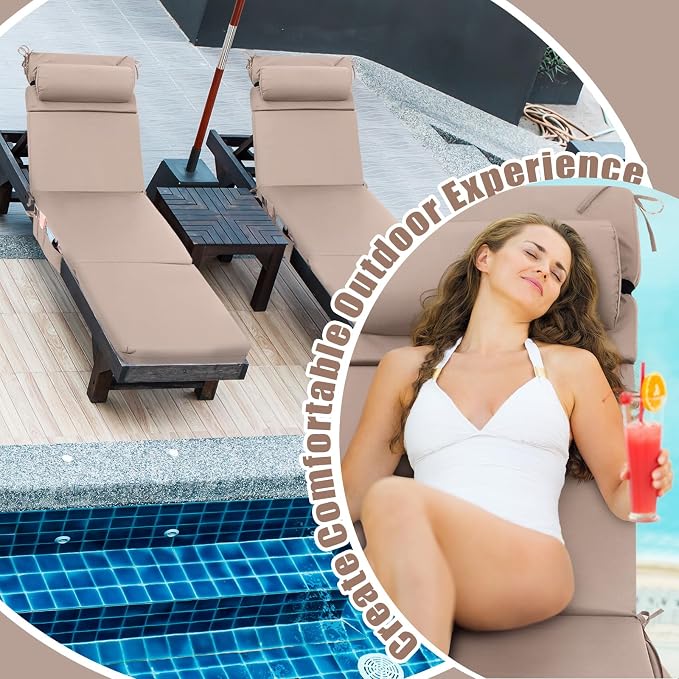 Wenqik 2 Pcs Outdoor Chaise Lounge Cushion - Image 4