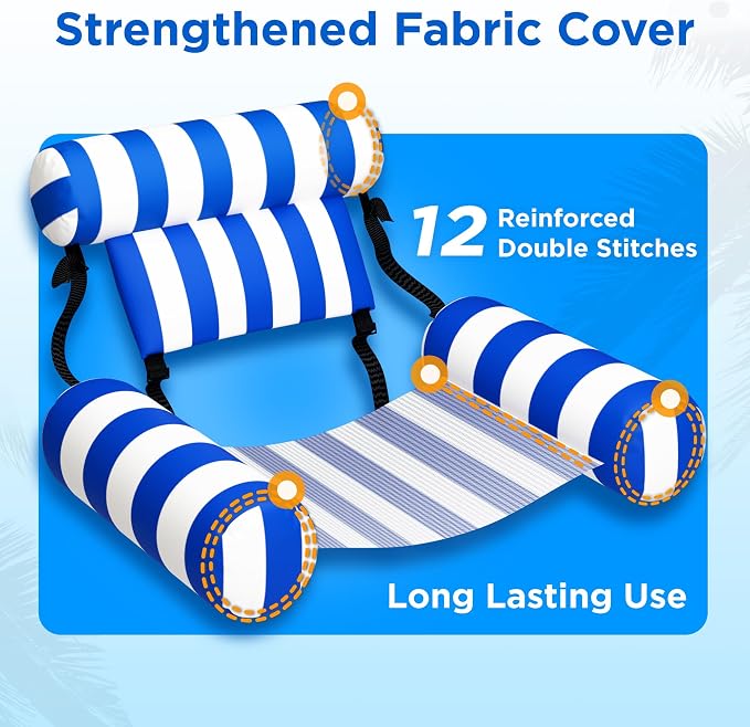 Funscape Pool Floats Chairs Adult, 2 Packs Heavy Duty Inflatable Swimming Pool - Image 6