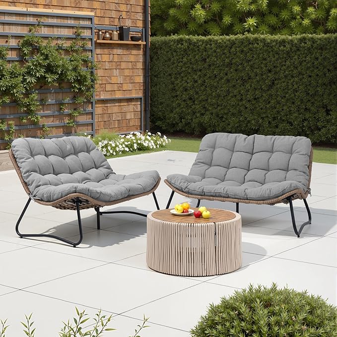 Crestlive Products Outdoor Loveseat 2PCS, Patio Conversation Set, All-Weather by CrestliveProducts