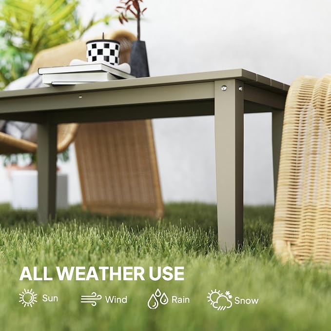 Outsunny HDPE Outdoor Coffee Table, All-Weather Rectangle Patio Coffee Table - Image 6