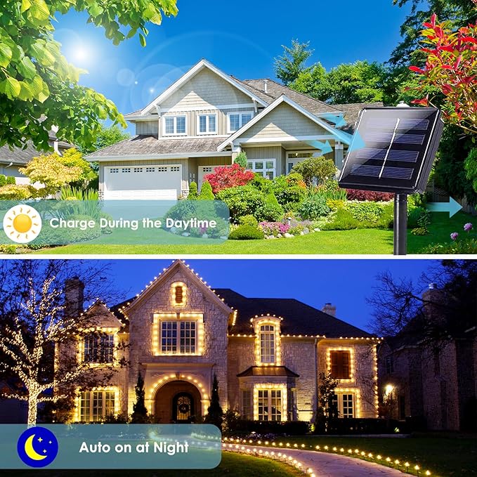 2-Pack Solar String Lights for Outside, Total 200LED Solar Fairy Lights - Image 4