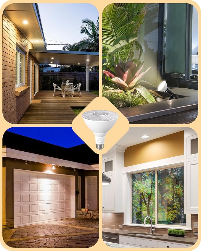 EDISHINE Flood Lights Outdoor, Dimmable PAR38 LED Outdoor Flood Light Bulbs - Image 6