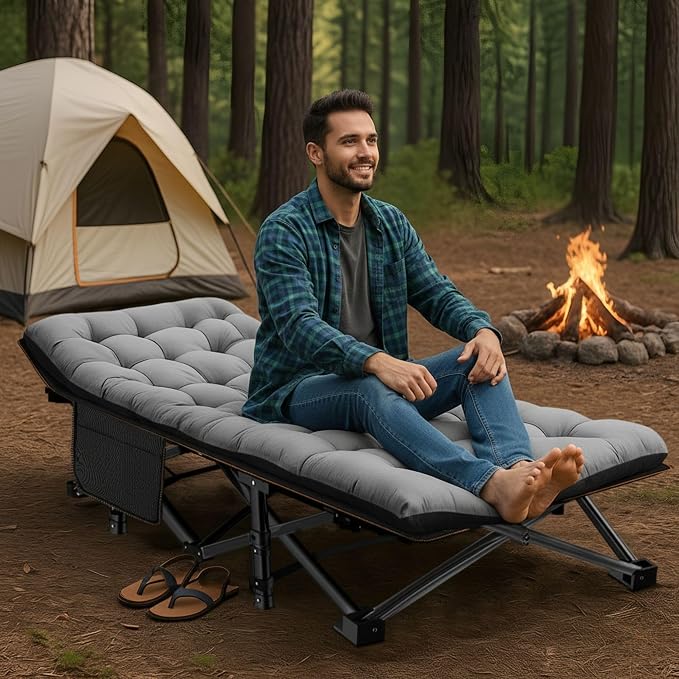 ABORON Camping Cot for Adult 28" Extra Wide, 2PK Heavy-Duty 1200D Oxford Cot - Image 7