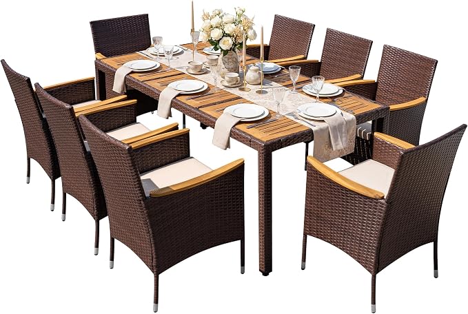 Greesum 9 Pieces Outdoor Patio Dining Set, Conversation Sets by BuynowfromGreesum