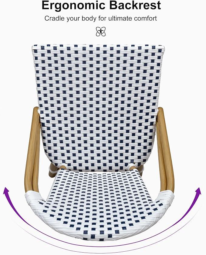 PURPLE LEAF French Bar Stools Set of 2 Bamboo Print Finish Outdoor Bar Stools - Image 7