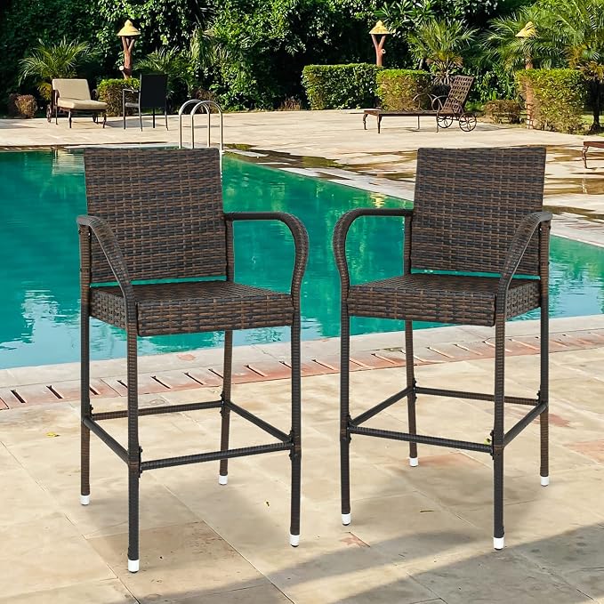 Nova Microdermabrasion Wicker Barstool Outdoor Patio Furniture Bar Stools All - Image 2