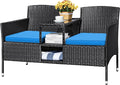 Devoko Outdoor Patio Loveseat Modern Rattan 2-Seat Patio Conversation Set by DEVOKO