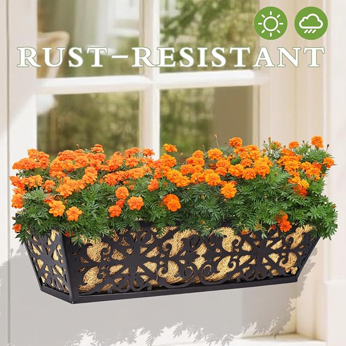 4 Pack 24 Inch Window Boxes Planters Railing Planter Box - Image 7